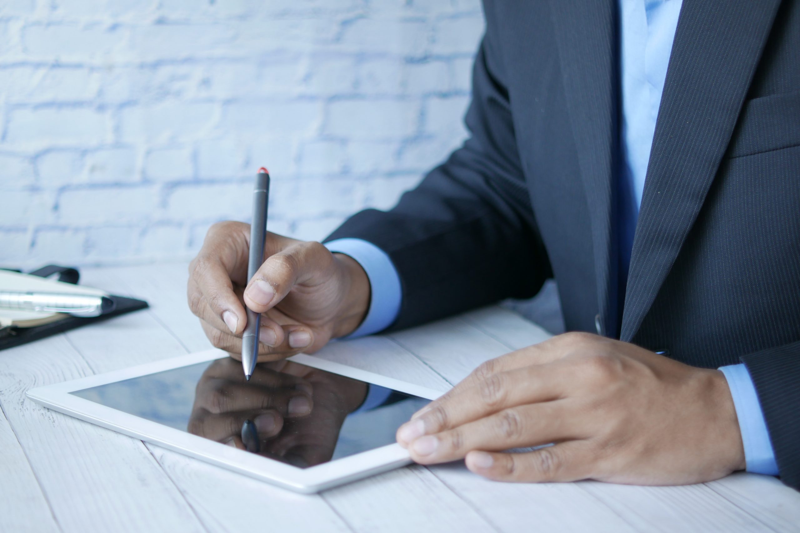 Professional using tablet